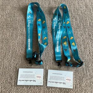 NEW Lot Of 2 Disney Vacation Club DVC Blue ID Card Holder Lanyard Adjustable